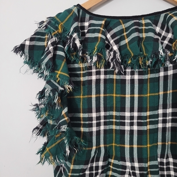 Faherty Green Plaid Yosepha Ruffle Fringe Top - Picture 12 of 15